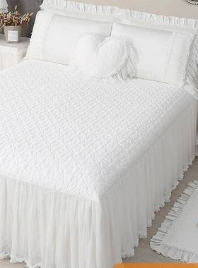 贡缎长绒棉丑单件床单裙床罩F9676S7J蕾丝棉纯遮下摆床围裙罩床带