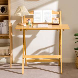 实木折叠书桌学生家用电脑桌卧室免安装床边学习小桌子简易办公桌