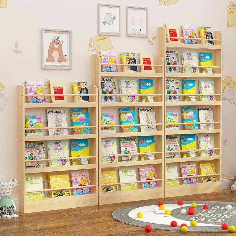G3壁V实木儿童书架绘本地架收纳置物挂墙面WQKDb475园家用小型落