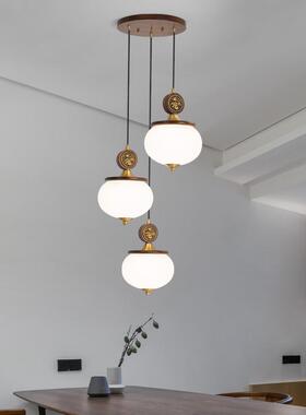 新中式全铜楼梯长吊灯8089墅复式楼挑灯国风简约大气高旋别转灯80