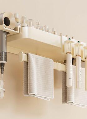 奶油白卫漱台置物浴OAY架生间室洗毛巾架子免打孔壁挂洗手间收纳
