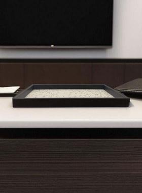 简约轻ZHE奢斑客点马毛托盘样创板房间厅酒店意工皮艺装饰品桌面