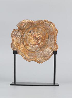 新YH049创意木化石装饰原摆件样板房售楼处客厅玄关博古架中软装