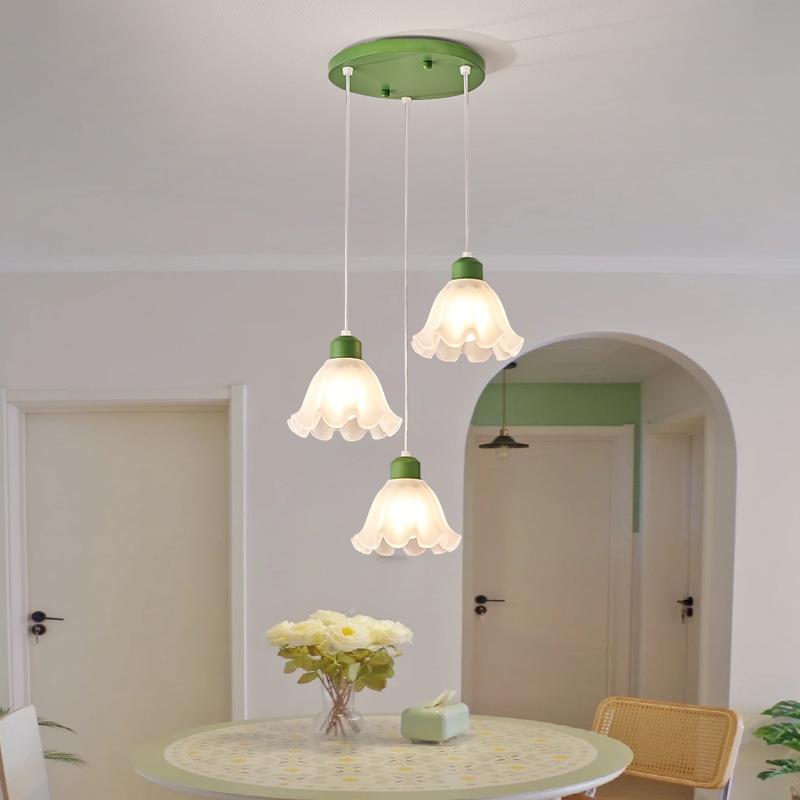 法719式田园客厅吊灯创网铃兰花红朵灯美式乡村复意古灯具餐厅室