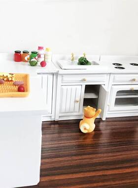1：12迷你厨房娃娃屋摆件转角厨柜DOLLHOUSE仿真厨具模型