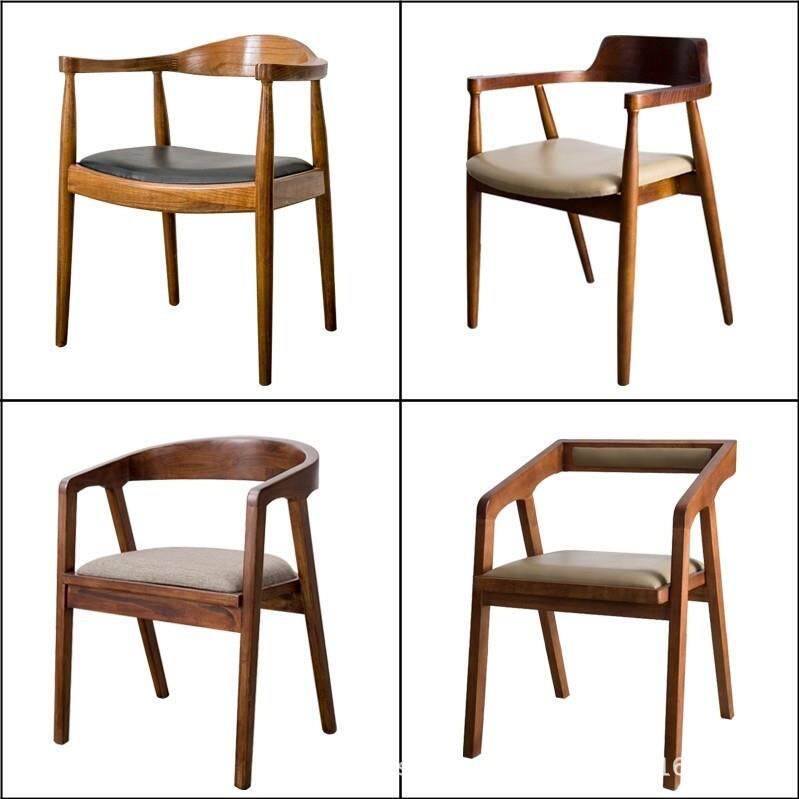 新中式实木椅子靠背椅北欧餐厅牛角椅办公家用总统椅书桌椅子