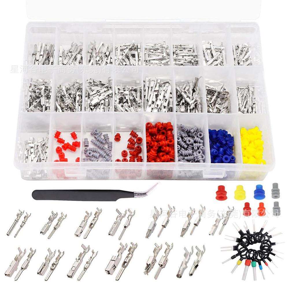 跨境700PCS铜公母接插件汽车电线连接器插针压接端子1-3.5mm