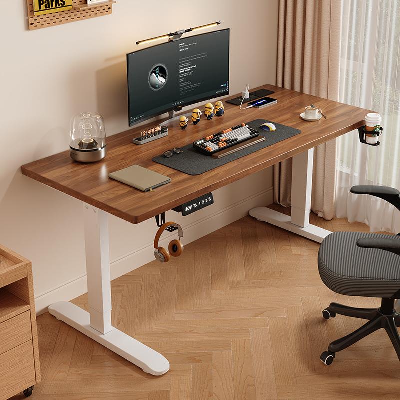 实木电动升降桌智能电脑桌可升降书桌工作台电竞桌办公桌学习