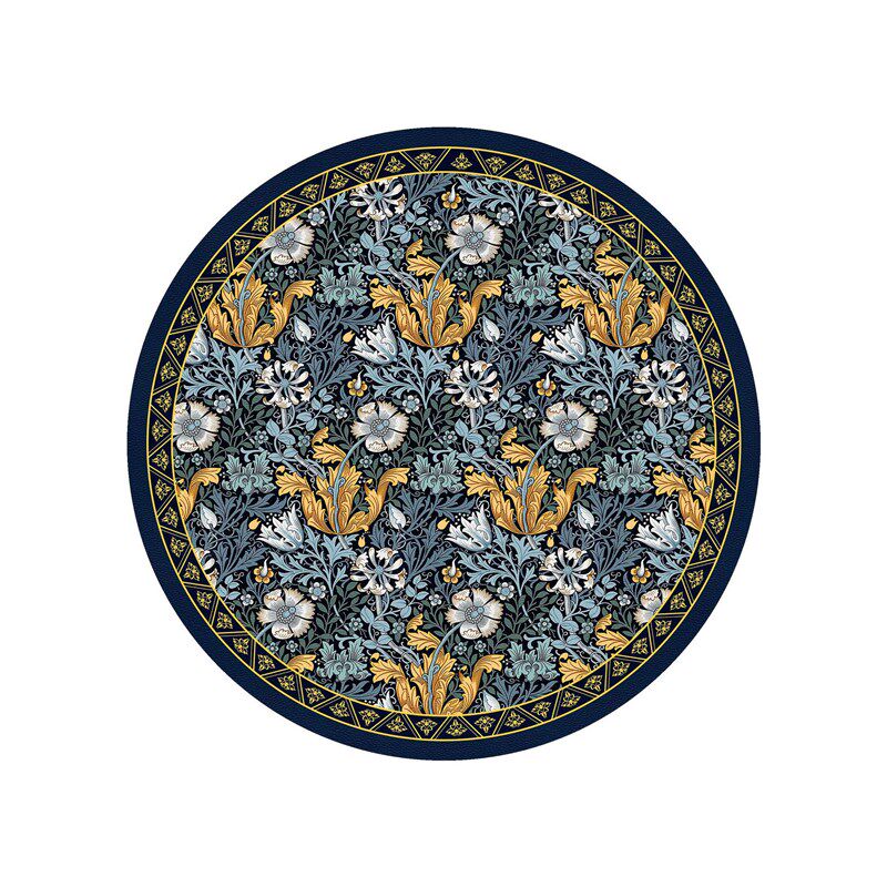 餐桌垫圆形美式花卉商务别墅桌布一抹净擦洗免打理隔热桌面保护垫