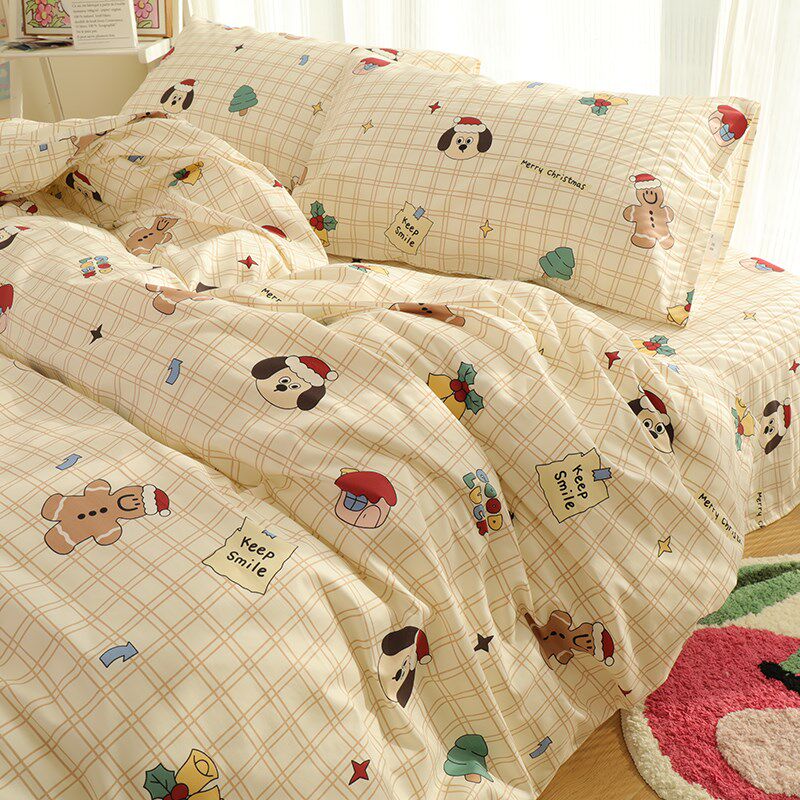 温馨圣诞节 儿童可爱卡通床上四件套全棉床单学生宿舍三件套