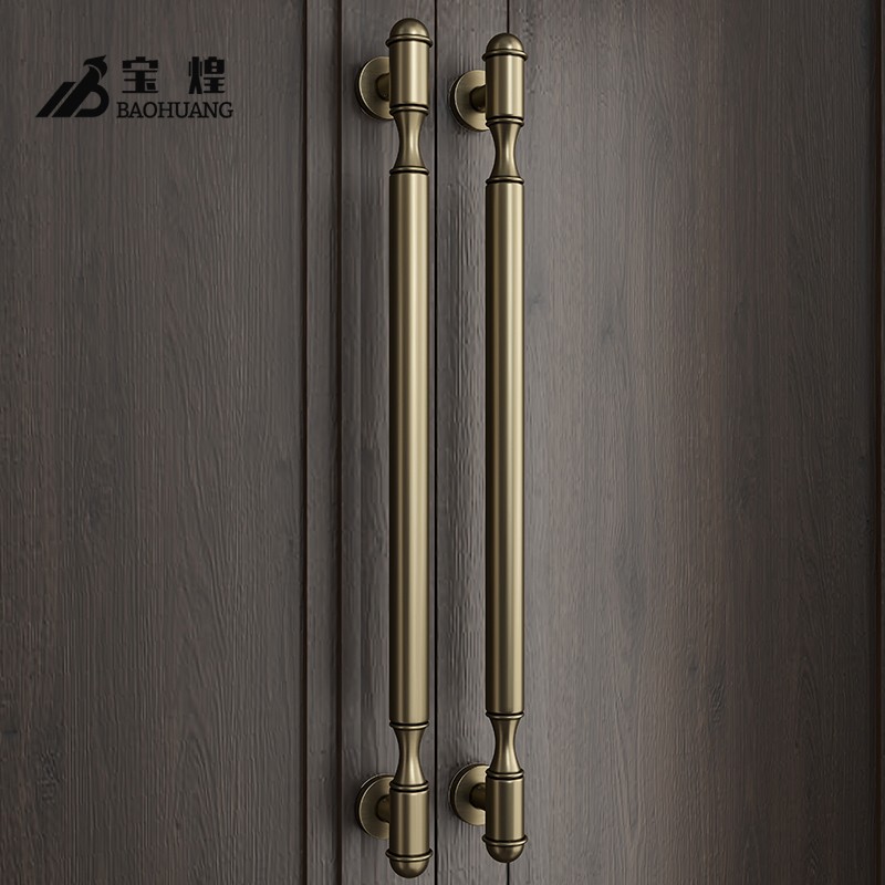 现代极简约玻璃门拉手加厚不锈钢定制酒店商铺推拉实木门把手黑色