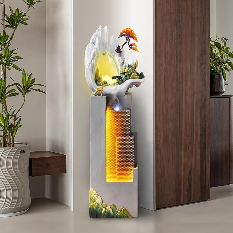 财源滚滚水车时来运转落地流水摆件转运球客厅别墅楼梯下客厅玄关