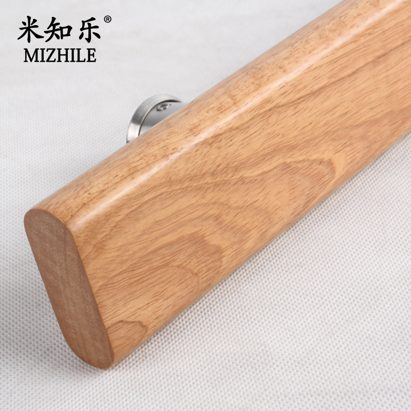 简约实木原木靠墙阁楼家用楼梯电梯轿厢扶手扁型玻璃大门拉手定制