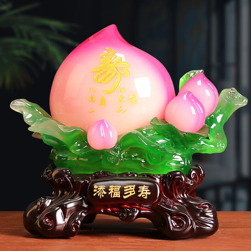 新款森木桐寿桃摆件祝寿吉祥礼物送老人长辈爷爷奶奶607080岁生日