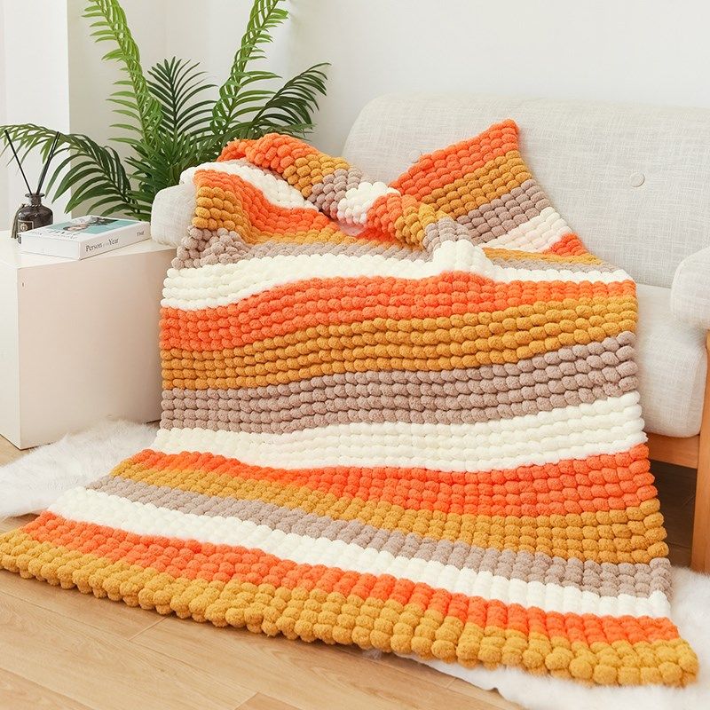 球球线diy编织盖毯解闷手工坐垫毯子材料包钩针粗毛线团空调毯