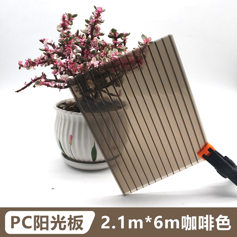 茶色咖啡色PC阳光板中空心板蜂窝板双层4/6/8/10mm透明车雨棚顶棚