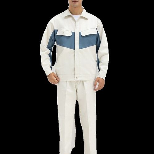 纯棉男士工作服长袖套装劳保服电焊工人造船厂汽修工程车间厂服白