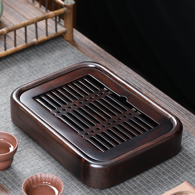 黑檀小茶盘家用蓄水实木盘茶托盘沥水简约小茶台功夫茶具茶海中式