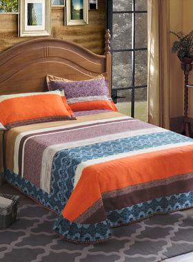 秋冬加厚1c00%全棉床单单件双人1.5m1.8米纯棉磨毛被单床上三件套