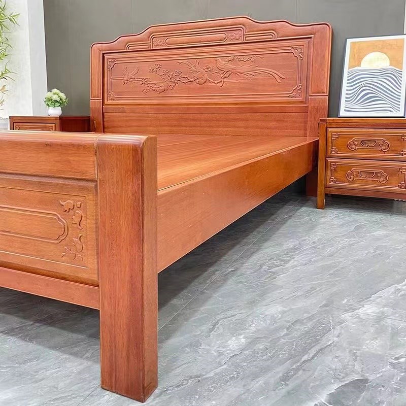 花梨木中式榫卯实木床明清古典双人床1.8主卧加厚1.5雕花仿古实木