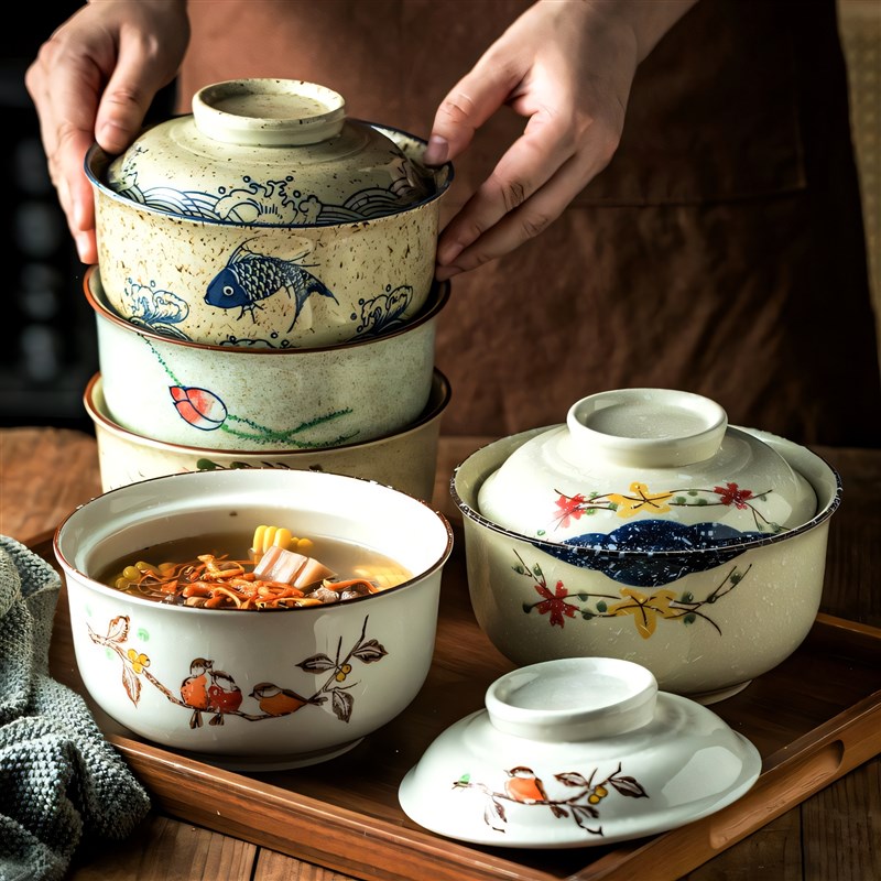 碗带盖的汤碗家用中式深菜碗陶瓷盖碗泡面碗吃面大碗汤盆螺蛳粉碗