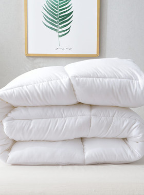 秋冬棉絮加厚被子四o季被空调被芯春夏纯色保暖双人纯白色学生宿