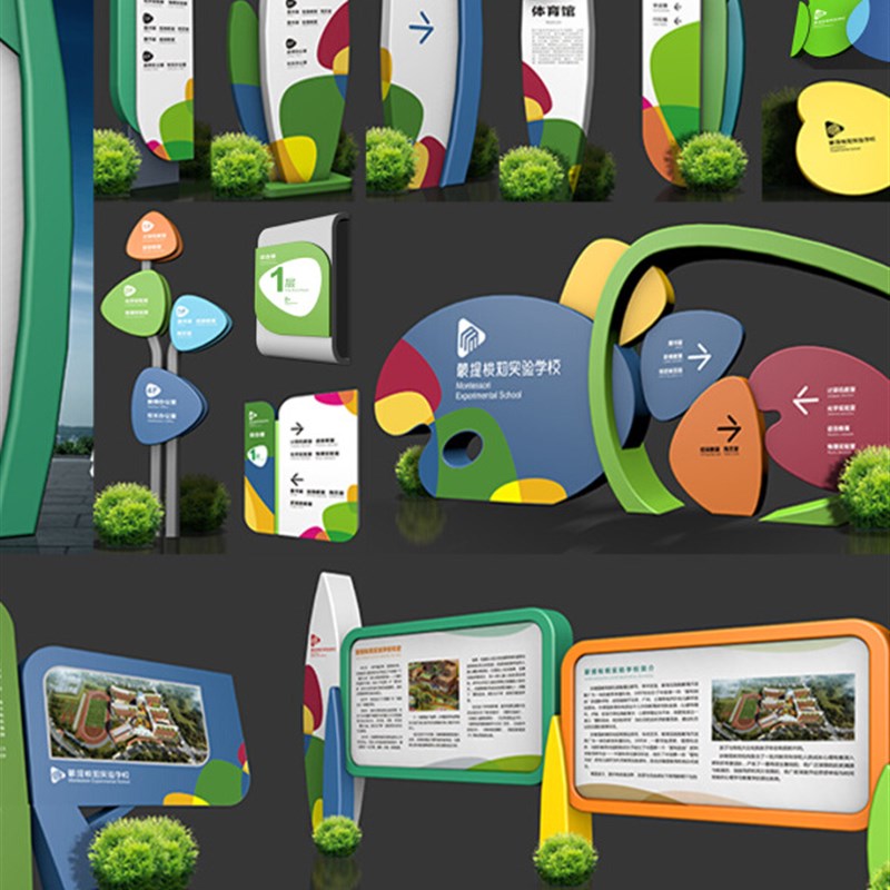 学校导视牌幼儿园立式指示牌卡通乐园指引导向定制户外导示指路牌