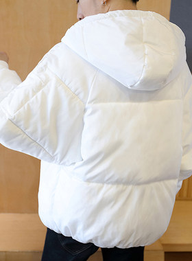 冬天男士连帽短款加厚羽绒棉服男B学生白色大码情侣棉衣新款面包