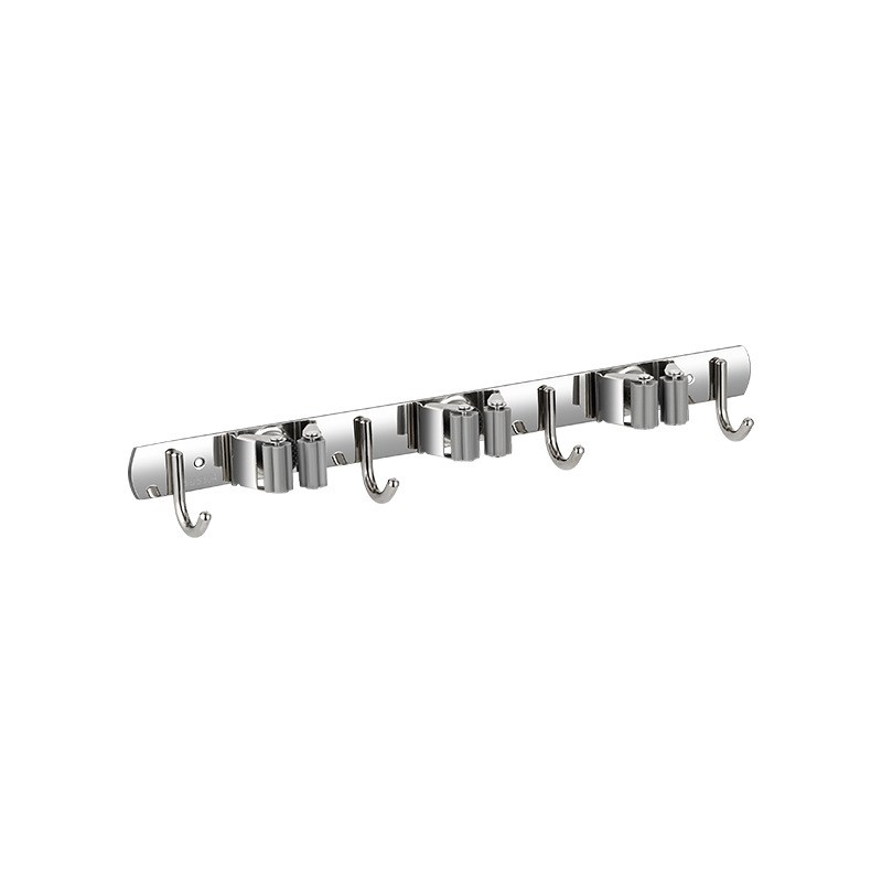 加厚304不锈钢拖把收纳层架 化妆室免打孔扫把夹阳台挂架抹布壁挂