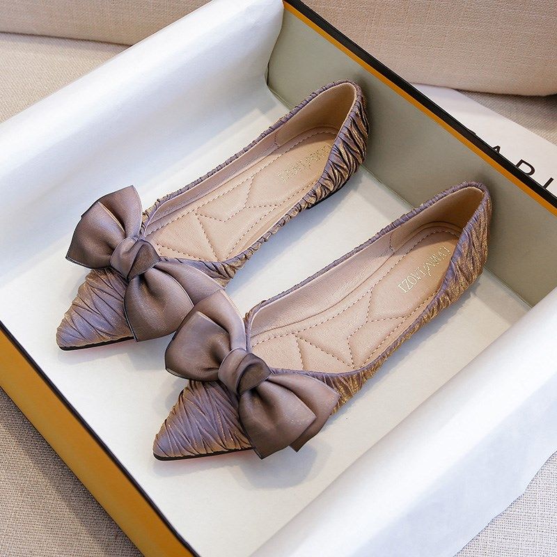 尖头单鞋女夏2025新款平底瓢鞋浅口软底四季奶奶鞋宽肥大码41一43,女鞋,浅口单鞋,淘宝优惠券,粉丝福利购,淘宝优惠卷