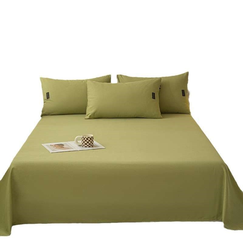 日式色织磨毛床单单品家用双人被单单件纯色床单三件套南通白色