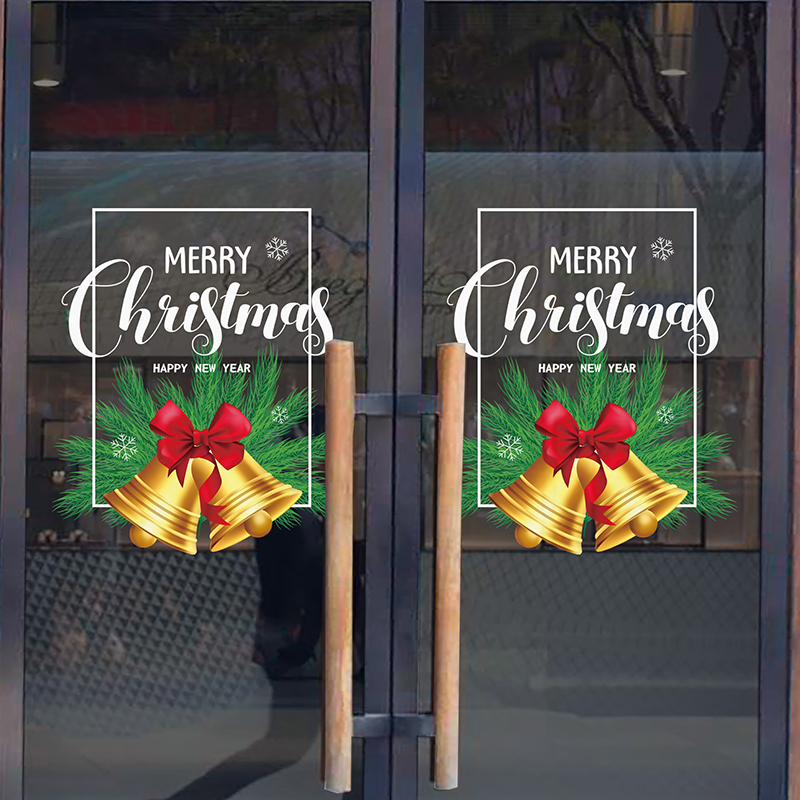 圣诞玻璃门贴纸橱窗贴花商场珠宝服装店铺装饰氛围场景布置静电贴