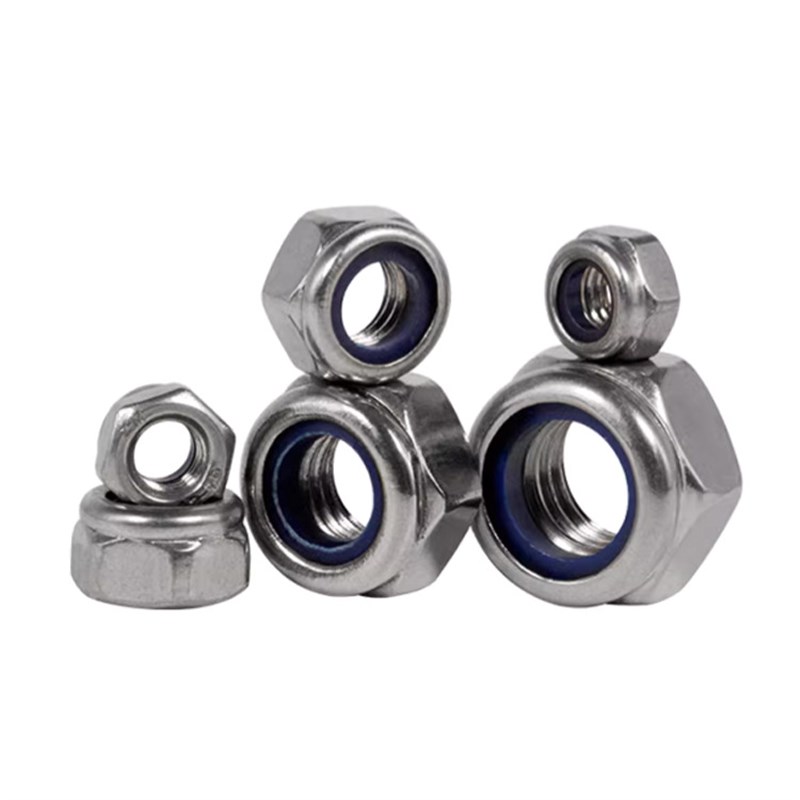 304不锈钢防f松自锁螺母尼龙防滑锁紧六角螺丝帽M3-M4-M5-M6~M30