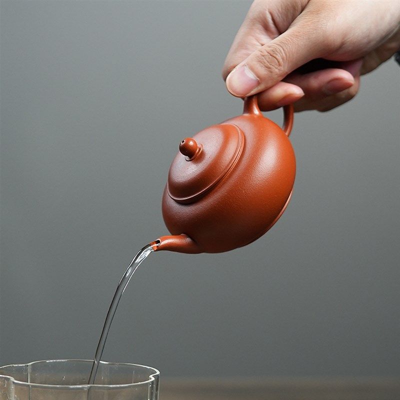 紫砂家用茶壶手工制作明式宫灯原矿生砂朱泥小品壶紫砂壶150cc