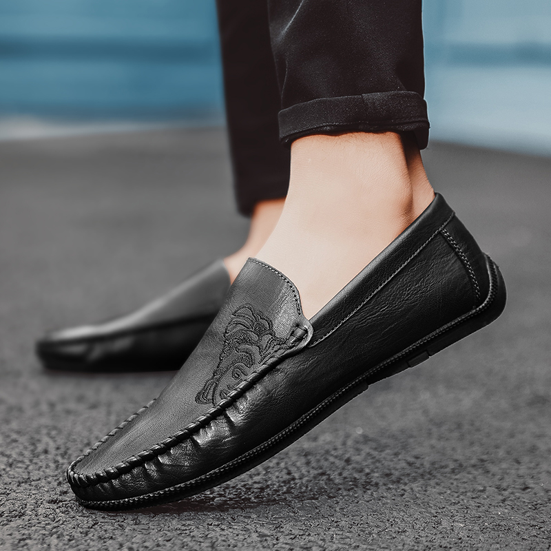 2021新款男鞋韩版潮流春季豆豆鞋懒人商务男士休闲皮鞋驾车鞋子潮