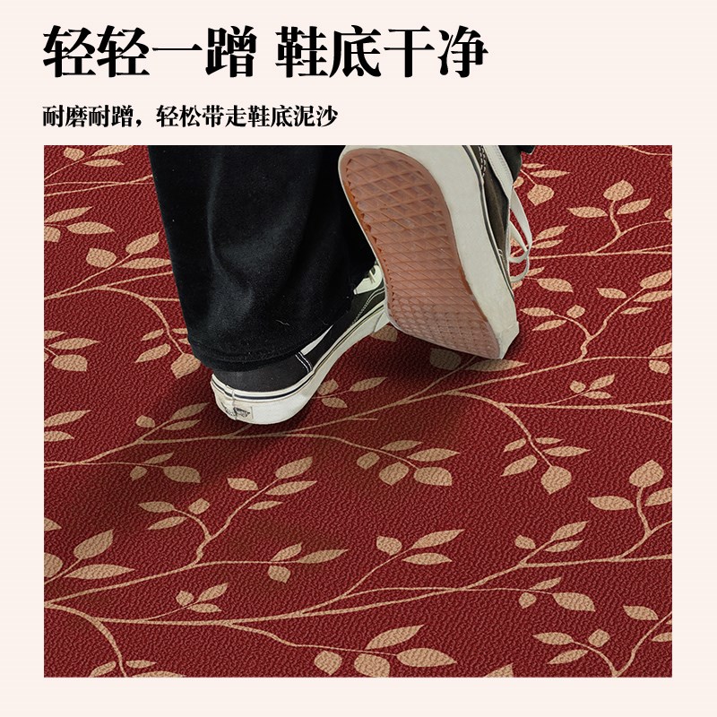 红色入户门口地毯现代简约家用地垫玄关口耐脏除尘踏脚垫子可裁剪