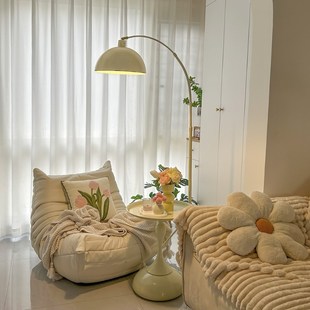奶油风边几落地灯一体客厅沙发旁卧室床头台灯置物架摆件装 饰氛围