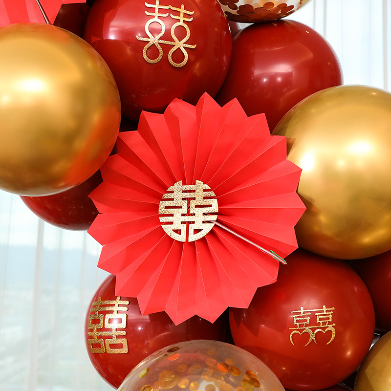 结婚拱门新婚气球装饰婚庆婚房布置用品婚礼场景网红生开业石榴红