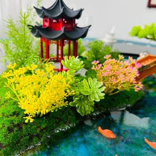 新款酒店大圆桌中间摆件餐桌花摆设花饭店桌面装饰微景观造景花艺