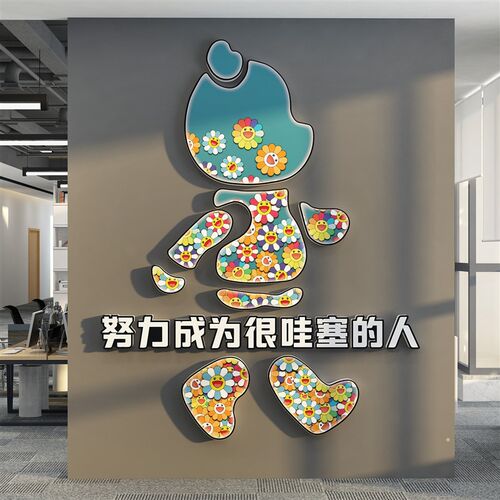 网红仔办公室f墙面装饰企业文化公司背景高级感氛围布置励志标语