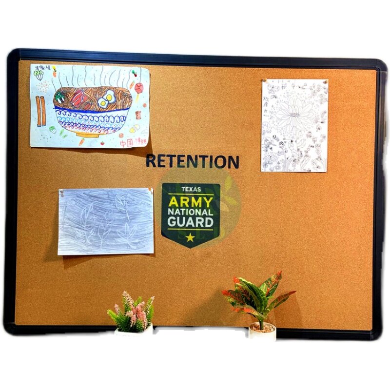 订制尺寸黑色铝框软木留言板照片相片墙展示扎钉120*200cm