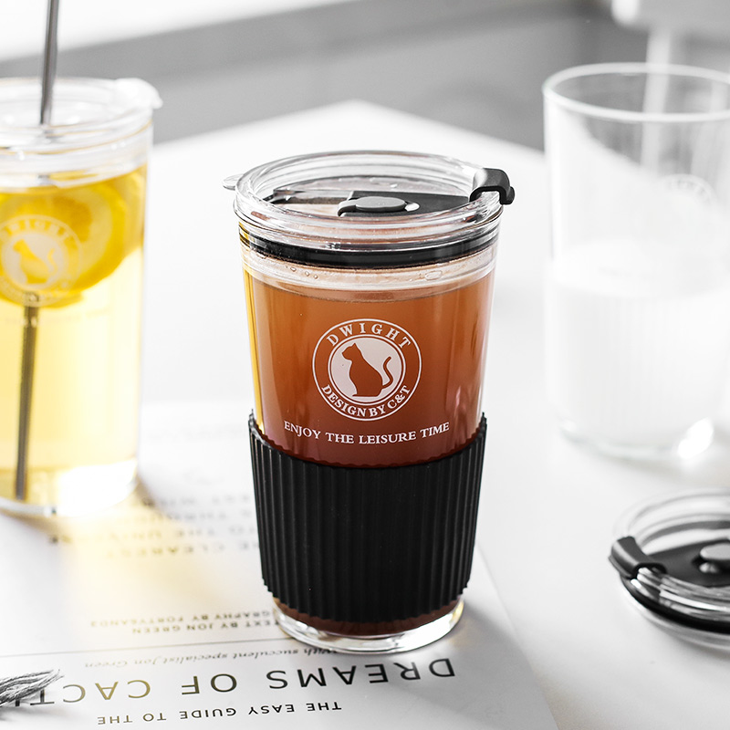 加厚水果茶玻璃杯网红ins吸管杯大人牛奶杯咖啡杯少女心喝水杯子