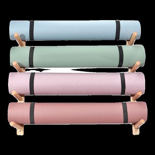 实木瑜珈垫收纳层架挂墙置物架滚轴泡沫轴墙上挂架瑜伽馆垫子放置