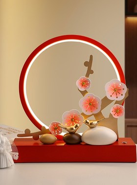 结婚台灯婚房床头灯新娘陪嫁灯卧室剪影灯红色喜庆新婚礼物送新人