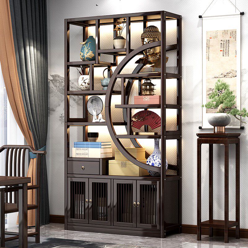 博古架实木中式茶叶架展示架茶室摆件多宝阁茶柜置物架茶具收纳架