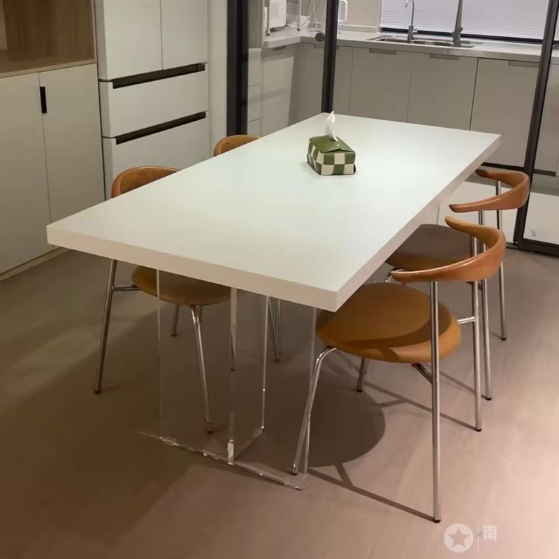 亚克力岩板餐桌小户型家用长方形桌子悬浮桌现代透明极简吃饭桌子