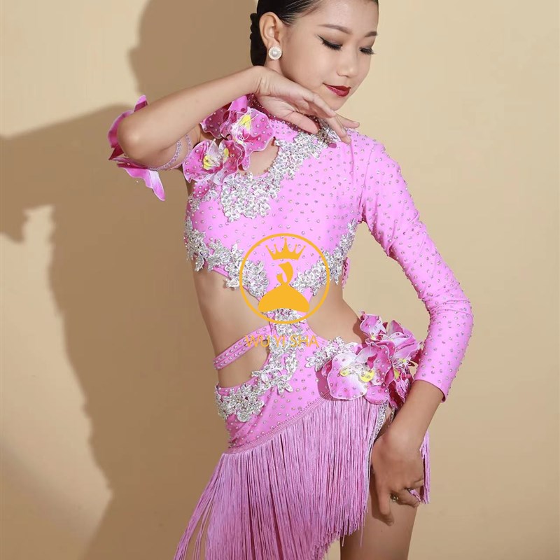 新款拉丁舞服练功服花服成人女儿童练习服新款比赛2393