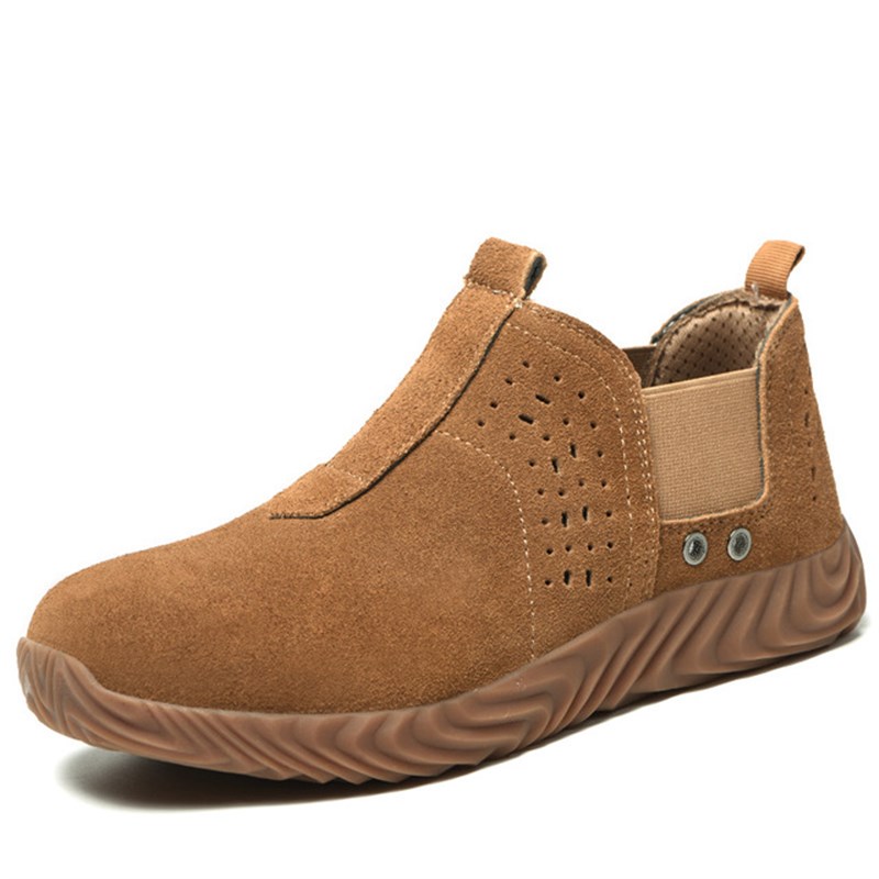 夏季劳保鞋男防砸防刺工作鞋小孔透气防臭轻便软软底一脚蹬焊工鞋