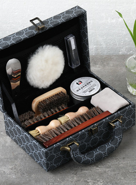 擦皮鞋工具套装黑色无色鞋油鞋刷一体马鬃毛刷打鞋油用护理保养油