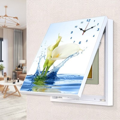 现代客厅电表箱装饰画钟表简约餐厅竖版开关盒子配电箱遮挡盒壁画